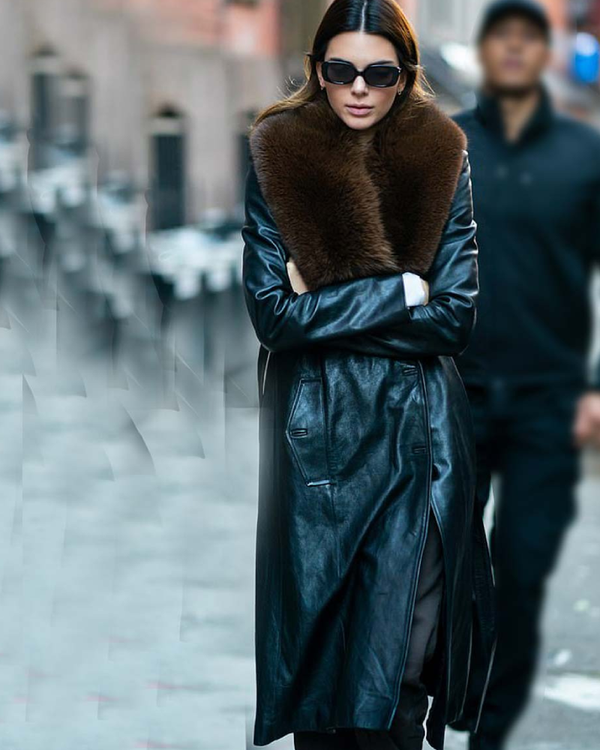 Kendall Jenner Leather Shearling Coat