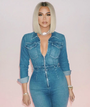 Khloe Kardashian Blue Denim Jumpsuit