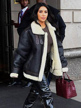 Kim Kardashian Leather Shearling Jacket