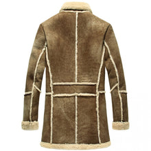 Men Designer Fur Shearling Sheepskin Coat ( Brown )