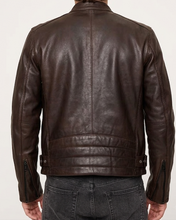 Men's Premium Brown Two-Tone Lambskin Leather Racer Jacket – Handcrafted Slim Fit Biker Style