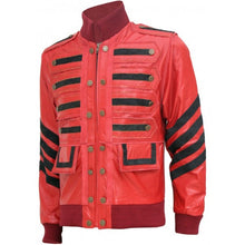 Maroon Bomber Military Leather Jacket