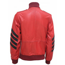 Maroon Bomber Military Leather Jacket