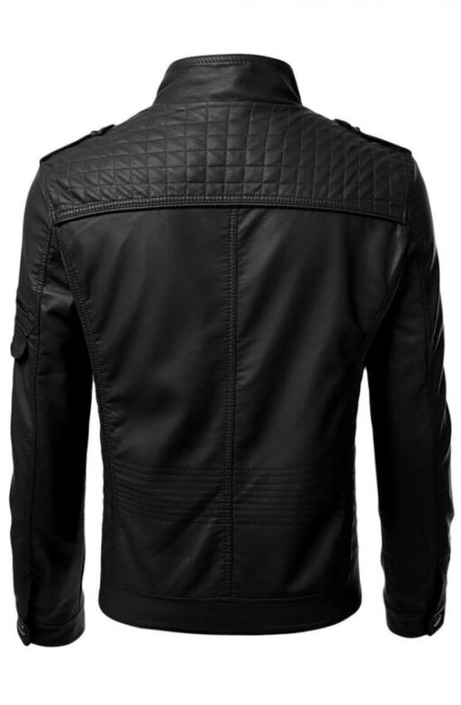 Men's Slim Fit Black Leather Biker Jacket