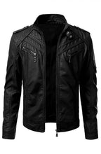 Men's Slim Fit Black Leather Biker Jacket