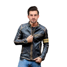 Men's Genuine Lambskin Cafe Racer Vintage Motorcycle Jacket