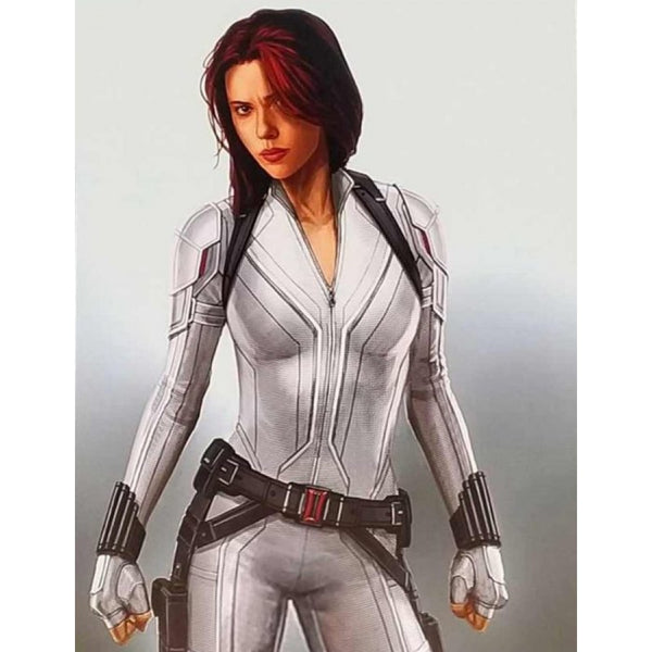 Natasha Romanoff 2021 White Leather Jacket