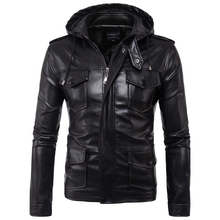 Men's Motorcycle Hooded Leather Jacket