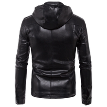 Men's Motorcycle Hooded Leather Jacket