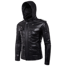 Men's Motorcycle Hooded Leather Jacket