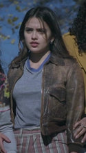 Pretty Little Liars Original Sin Maia Reficco Brown Vintage Leather Jacket