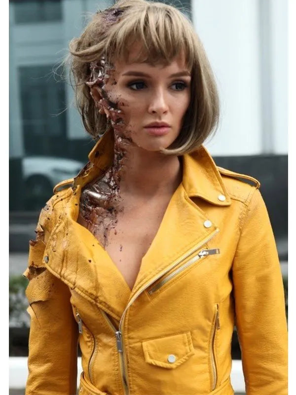 Better Than Us Paulina Andreeva Yellow Biker Leather Jacket