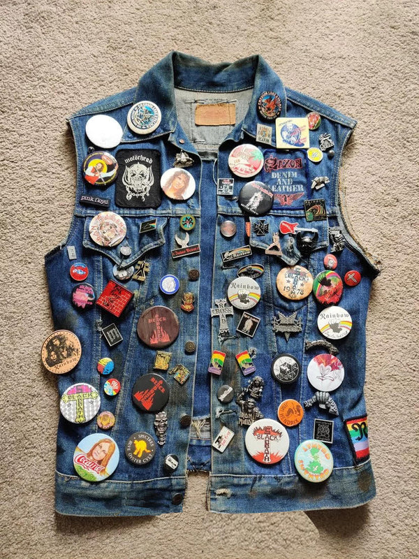 Retro Patches Style Denim Vest