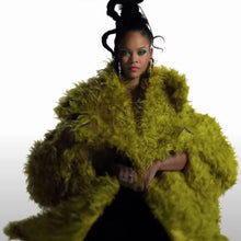 Rihanna Super Bowl Green Fur Coat