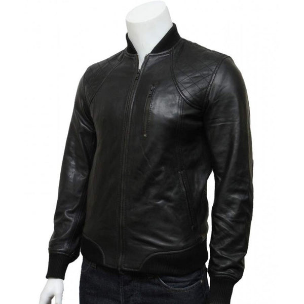 Mens Biker Slim Fit Bomber Jacket