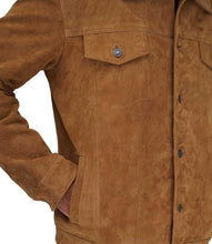 Logan Tan Suede Leather Trucker Jacket