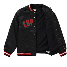 Supreme X Mitchell & Ness Satin Black Varsity Jacket