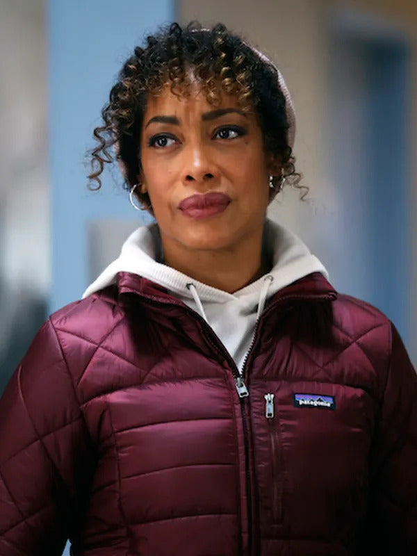 911 Lone Star Gina Torres Maroon Puffer Jacket