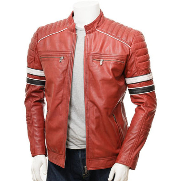 Red Retro Racing Leather Jacket