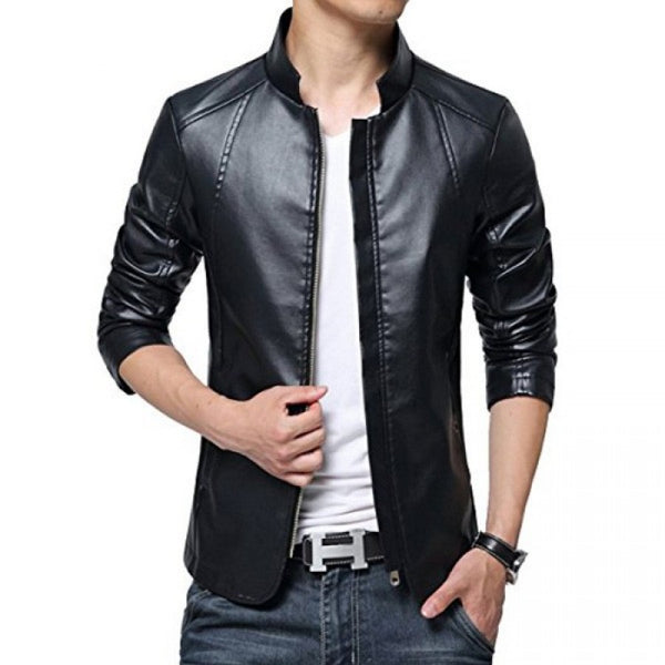 Men in Black Leather Jacket