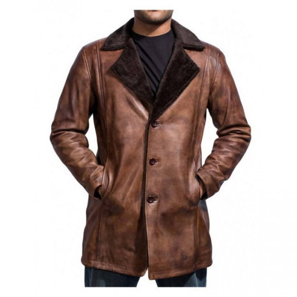 Cinnamon Fur Trench Leather Coat