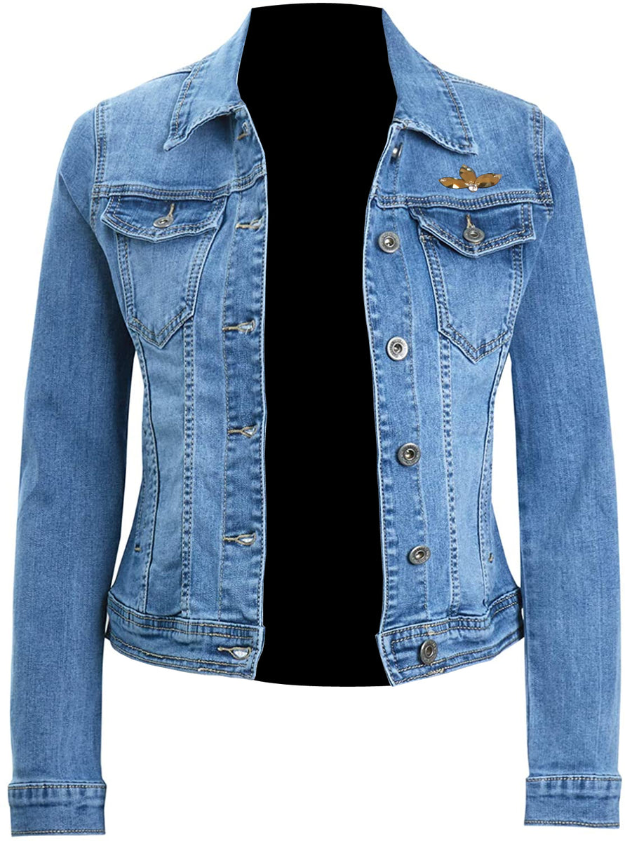 Women Angel Wings Blue Denim Jacket | 25% Off | Out Class Jackets