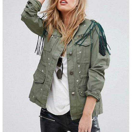 Womens Replay Hollywood Army Green Jacket